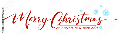 merry christmas and happy new year 2026 lettering. Vector eps