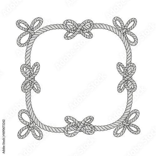 Elegant decorative rope border with bow accents for nautical or craft projects