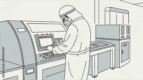 Laboratory Technician Operating Advanced Machinery in Clean Room Environment.