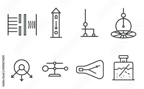 Abstract scientific symbols on metallic gradient background