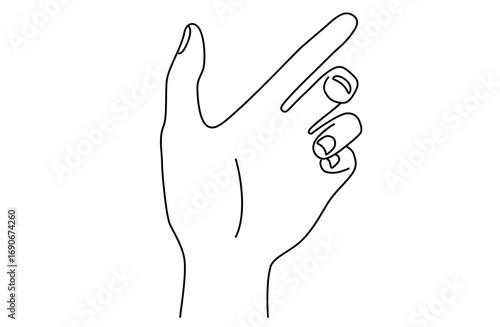 表向きに何かを持っている片手のシンプルな線画ベクターイラスト