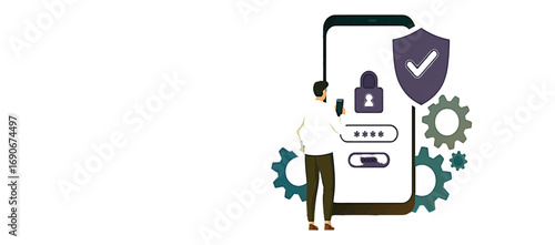 Secure user authentication and data privacy protection technology concept on a smartphone