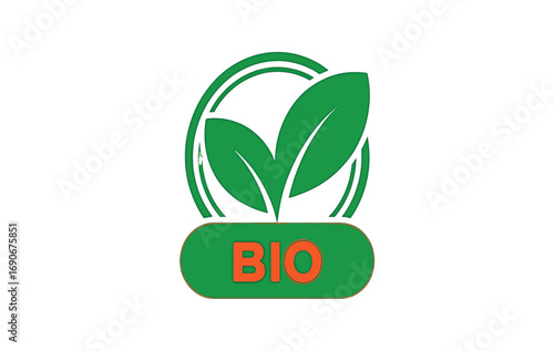 Eco-Friendly Bio Logo Design Green Leaves and Bio Label for Organic Products