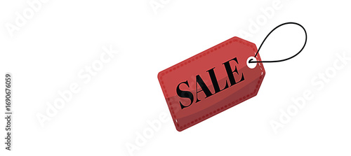 Red Sale Tag with String on a White Background - A Simple and Effective Marketing Tool