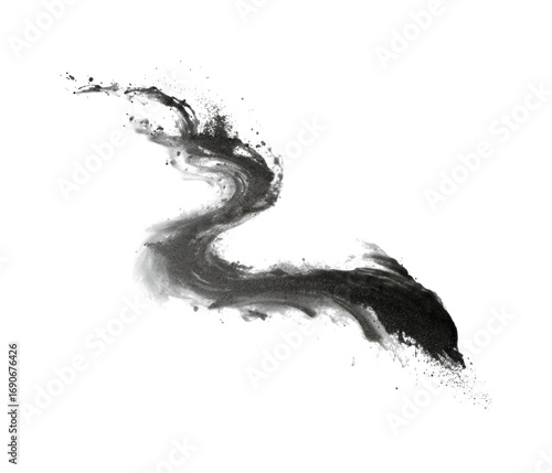 Dynamic black and white swirl abstract digital minimalist