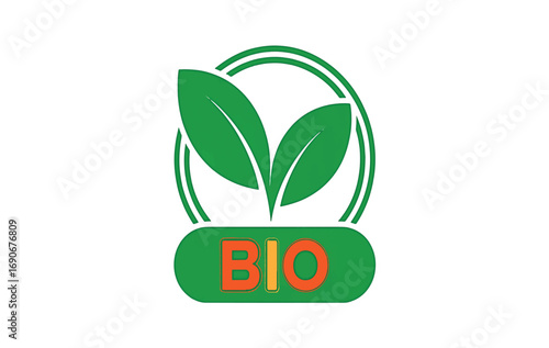 Eco-Friendly Bio Logo Design Green Leaves and Bio Label for Organic Products