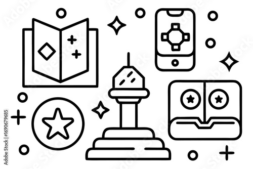 vector illustration of a set of chandelier