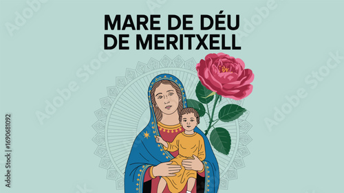 Mare de Déu de Meritxell Patron Saint Day Andorra Illustration