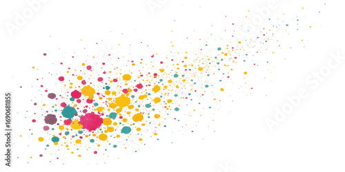 Abstract splash of colorful paint illustration with grunge confetti pattern