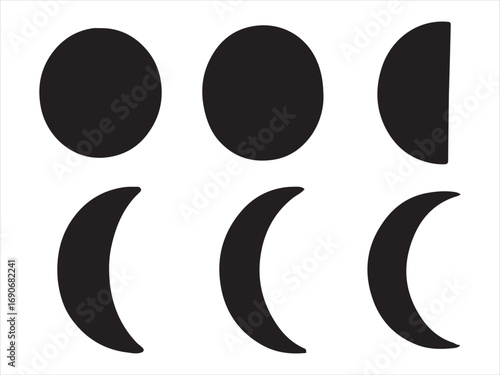 set of different moon icons 