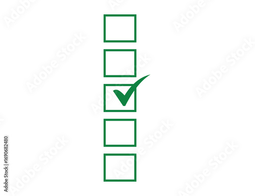 Green checkmark in a checked box on a checklist task completion success symbol vector