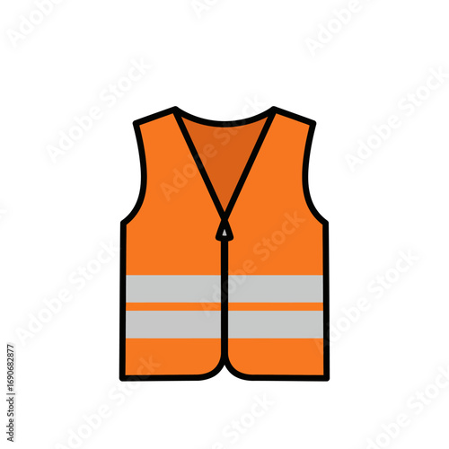 Orange safety vest with reflective stripes protects workers on construction sites and roads, ensuring visibility and preventing accidents during day and night.
