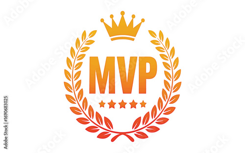 MVP concept illustration featuring a crown, laurel wreath, and stars, ideal for recognition and achievement