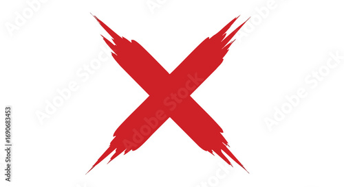 A bold, red, brushstroke letter X symbol against a stark white background.