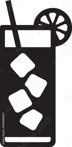Iced Drink glass Icon A Refreshing Vector Symbol of Cocktails Cool Beverages and Summer Drinks