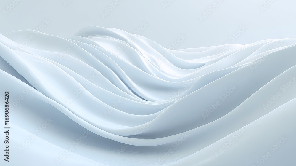 Obraz premium Serene abstract flowing white waves evoke calm, modern elegance and sophisticated design for any project