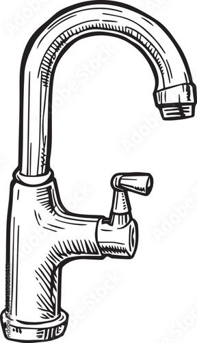 
High-quality kitchen sink mixer tap vector illustration for bathroom and kitchen design, plumbing fixtures, sanitary ware, water faucet, and modern interior projects.
