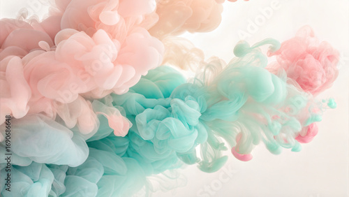 Delicate Pastel Ink Drops in Blush Pink, Mint Green, and Sky Blue on Cream Background