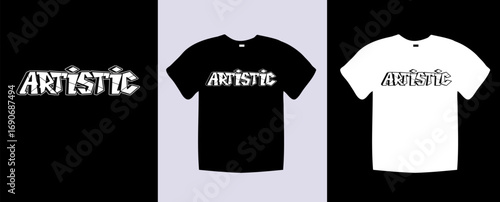Artistic T-shirts on black and white backgrounds