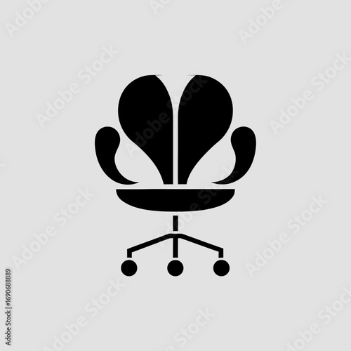 Ergonomic office chair logo — a modern swivel-seat vector icon with refined silhouette and subtle upholstery detail, ideal for furniture branding, workspace identity and interior design.