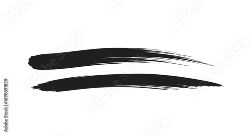 Two parallel black brushstrokes on a white background.