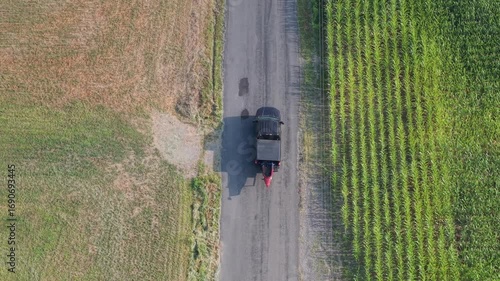 Driving on an old road in the country