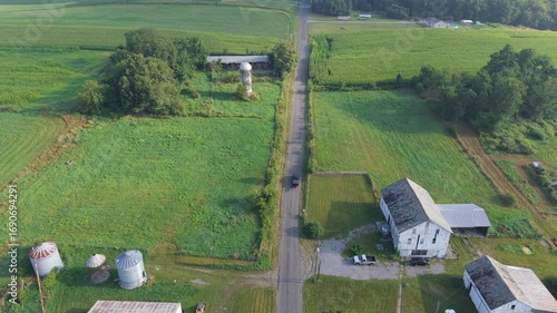 Driving through farmland