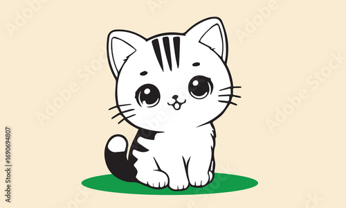 Cute and smile cats set, doodle pets friends. Collection of funny adorable cats or fluffy kittens cartoon character design with flat color.