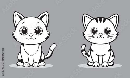 Cartoon cute cat isolated  Vector Illustration
