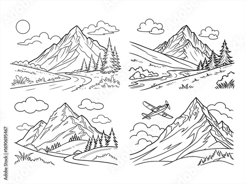coloring page line art the strawberry black vector bundle