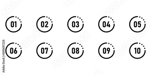  Vector pinning icon set on modern style.  Navigation play point icon set. Map pin icon sets. Black dark isolated number 1 to number 10. Vector counting set icon on white background. 