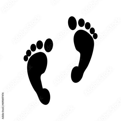 Simple Black Footprints on a White Background Suggesting Movement and Direction