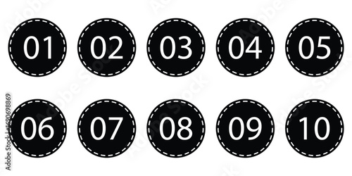 Black dark isolated number 1 to number 10, Vector pinning icon set on modern style. Isolated keypad bullet point set. Navigation play point icon set. Map pin icon sets. EPS 10. 