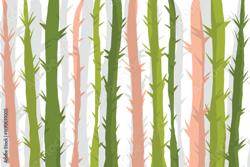 colorful group of Branch with thorn silhouette .eps