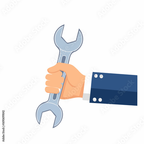 Hand Holding Wrench Simple Vector Icon for Repair, Maintenance, and Tools