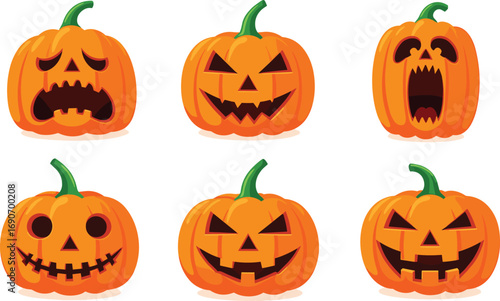 Halloween Jack-o'-Lanterns with Spooky Faces