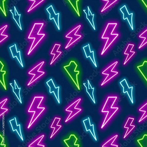 Neon lightning pattern background