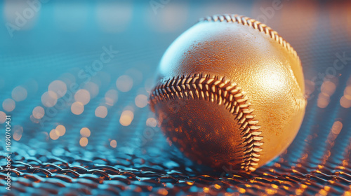 Gold Baseball on Textured Dark Background