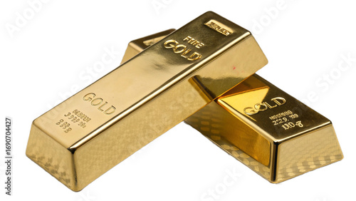 Stack of Gold Bars, isolated on a transparent background PNG