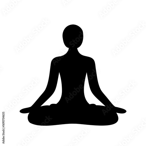 Silhouette of a person in lotus pose mediating peacefully in nature