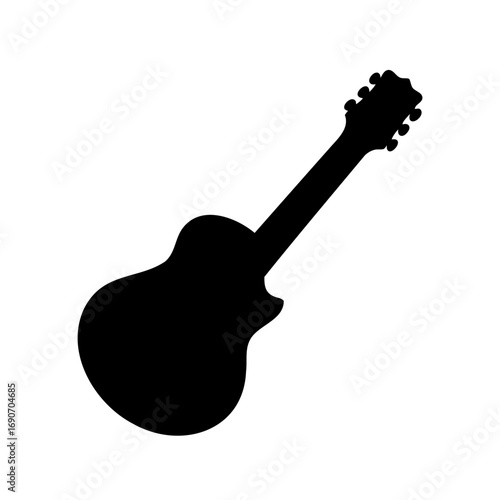 Silhouette of an acoustic guitar, perfect for music related design and logos