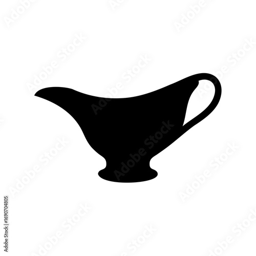 Elegant black silhouette of a sauce boat or gravy boat isolated