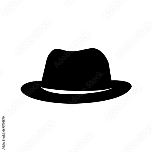 Sleek black fedora silhouette, a classic symbol of sophistication and style