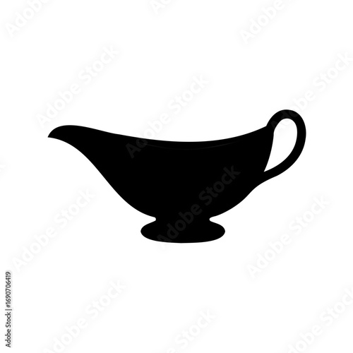Silhouette of a gravy boat, a culinary vessel for sauces and gravies