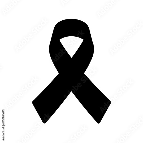 Black Awareness Ribbon Symbolizing Mourning and Supporting Cancer Awareness Events