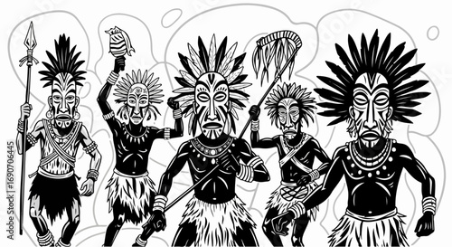 Tribal Mask Dance Performance in Papua New Guinea.