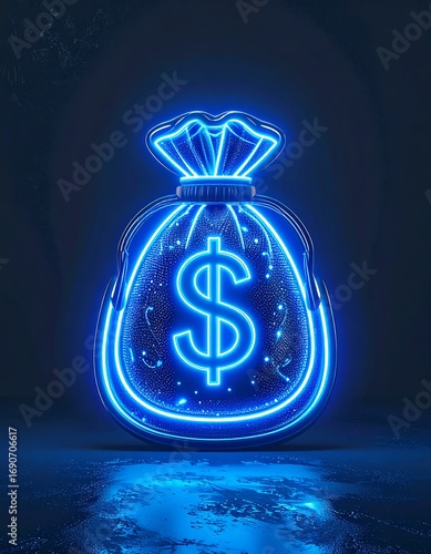 Neon money bag graphic
