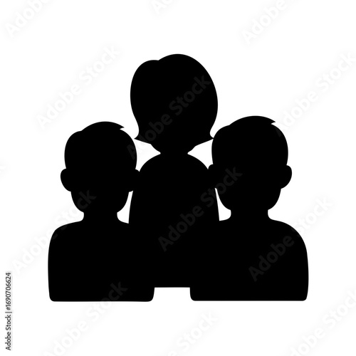 Silhouette of a woman and two boys against a white background image