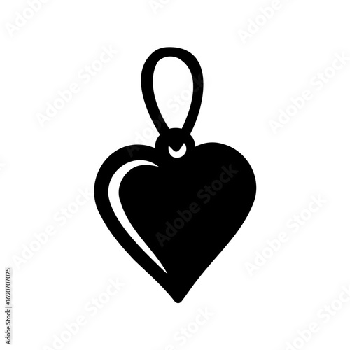 Monochrome heart shaped pendant illustration for love and jewelry concepts