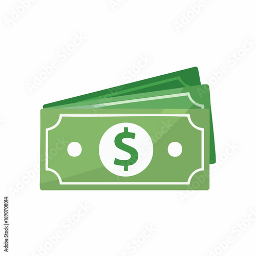 Simple vector icon illustration of a stack of dollar bills, symbolizing cash money, currency, and financial concepts like wealth and payment